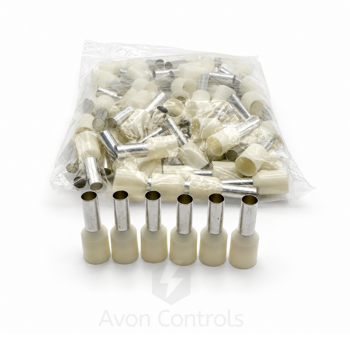 10mm Insulated Bootlace Ferrule (German) - Ivory - Pack of 100