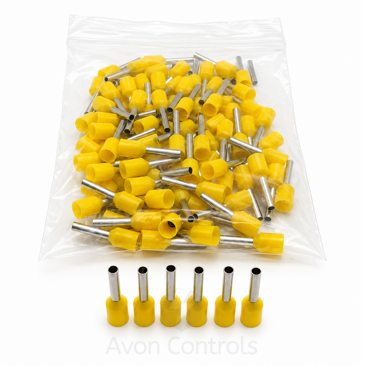 1mm Insulated Bootlace Ferrule (German) - Yellow - Pack of 100