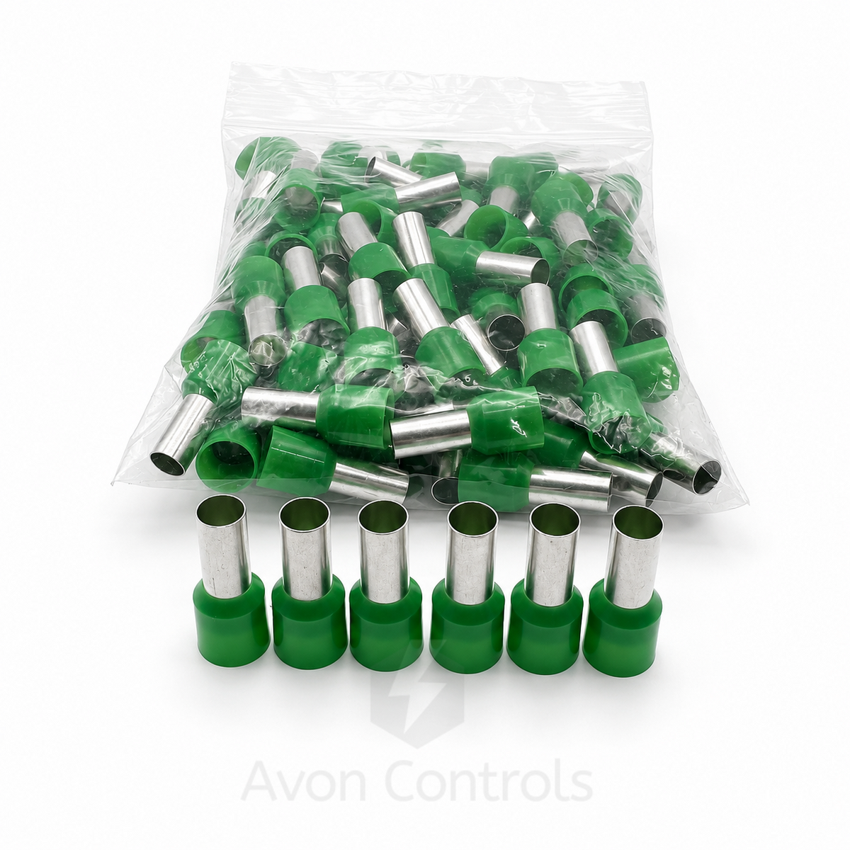 16mm Insulated Boot Lace Ferrule (German) - Green - Pack of 100