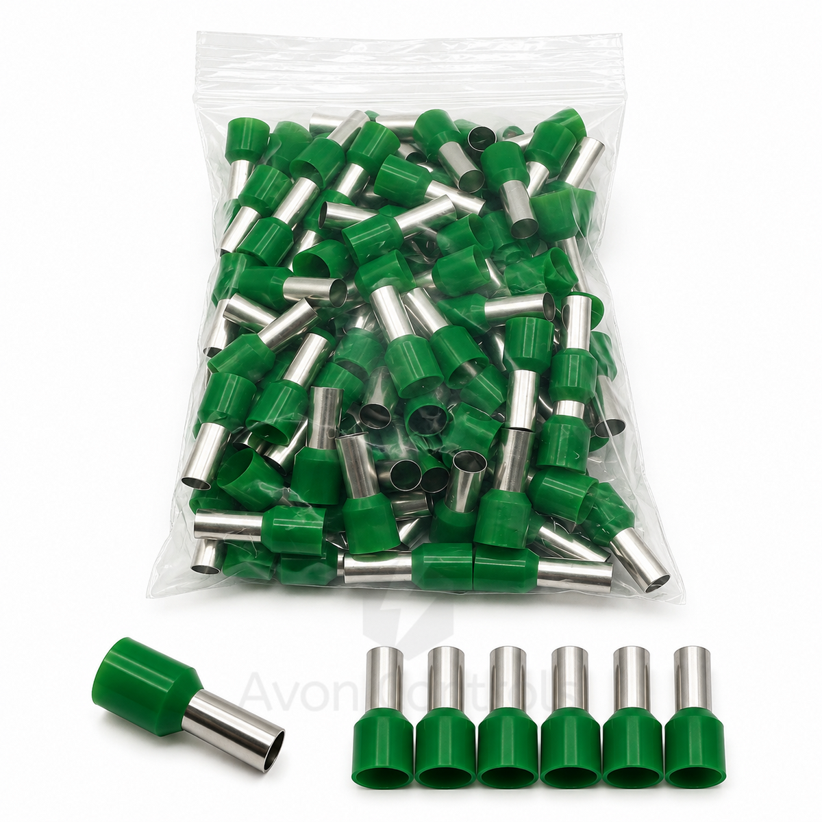 16mm Insulated Boot Lace Ferrule (German) - Green - Pack of 100