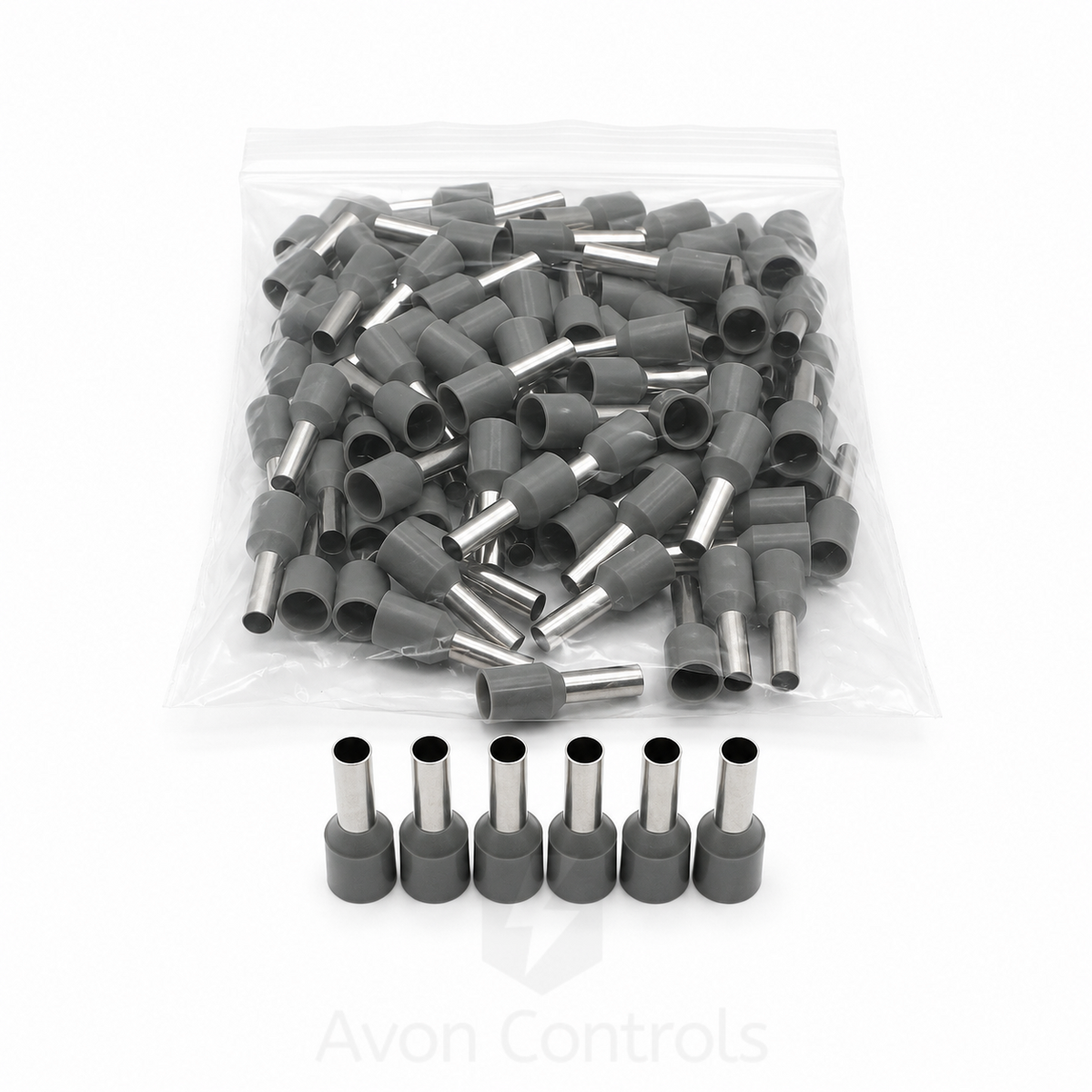 4mm Insulated Bootlace Ferrule (German) - Grey - Pack of 100