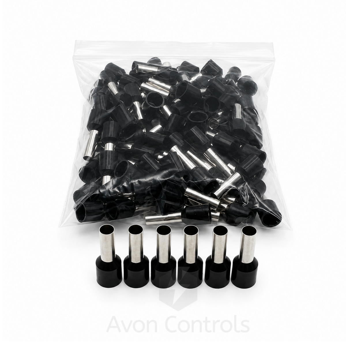 6mm Insulated Bootlace Ferrule (German) - Black - Pack of 100