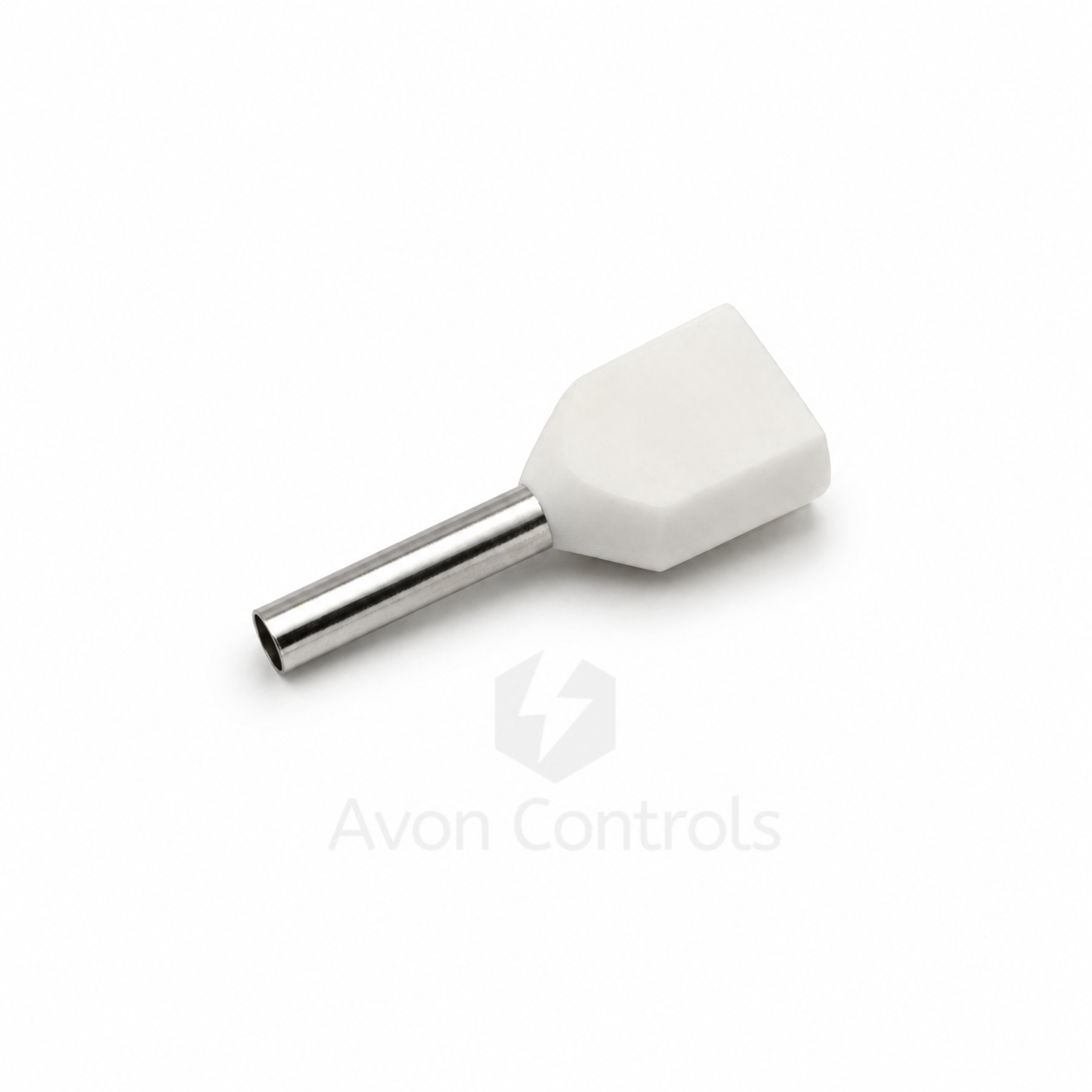 0.5mm Twin Entry Insulated Bootlace Ferrule - White - Pack of 100