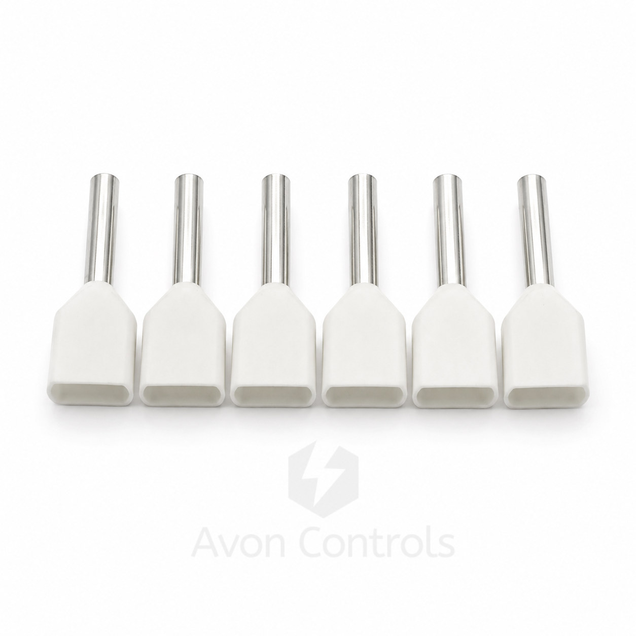 0.5mm Twin Entry Insulated Bootlace Ferrule - White - Pack of 100