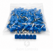 0.75mm Twin Entry Insulated Bootlace Ferrule - Blue - Pack of 100