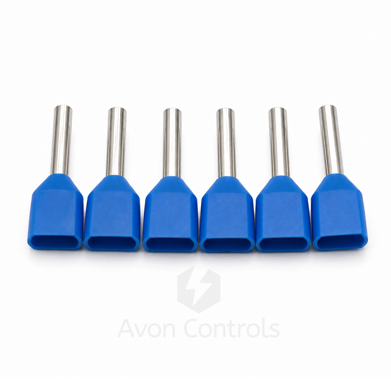 0.75mm Twin Entry Insulated Bootlace Ferrule - Blue - Pack of 100