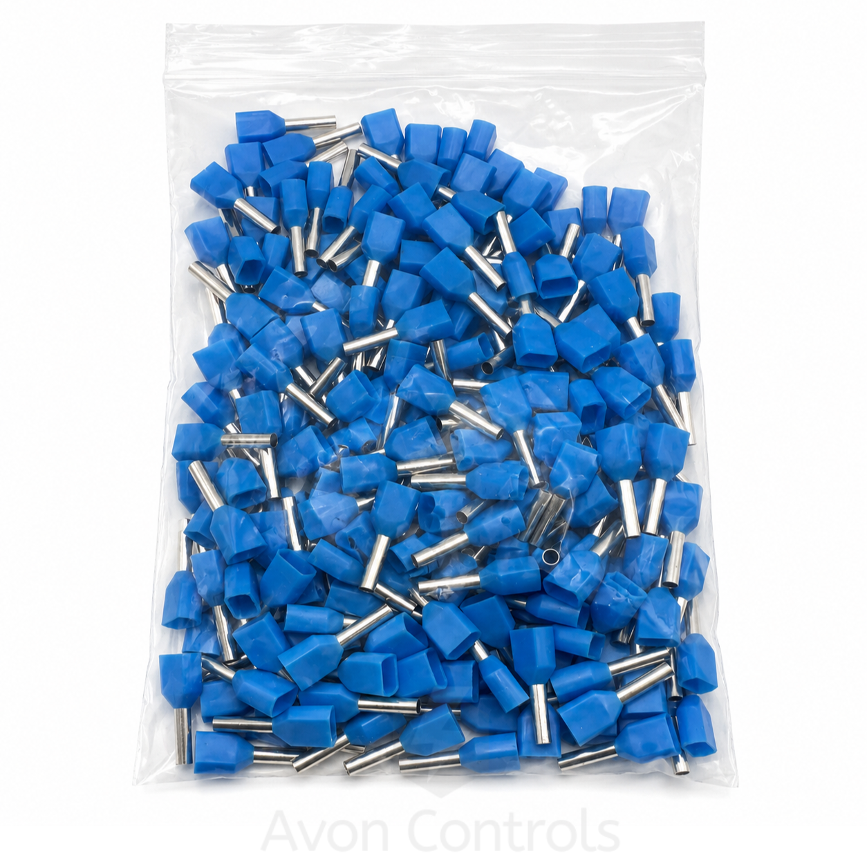 0.75mm Twin Entry Insulated Bootlace Ferrule - Blue - Pack of 100