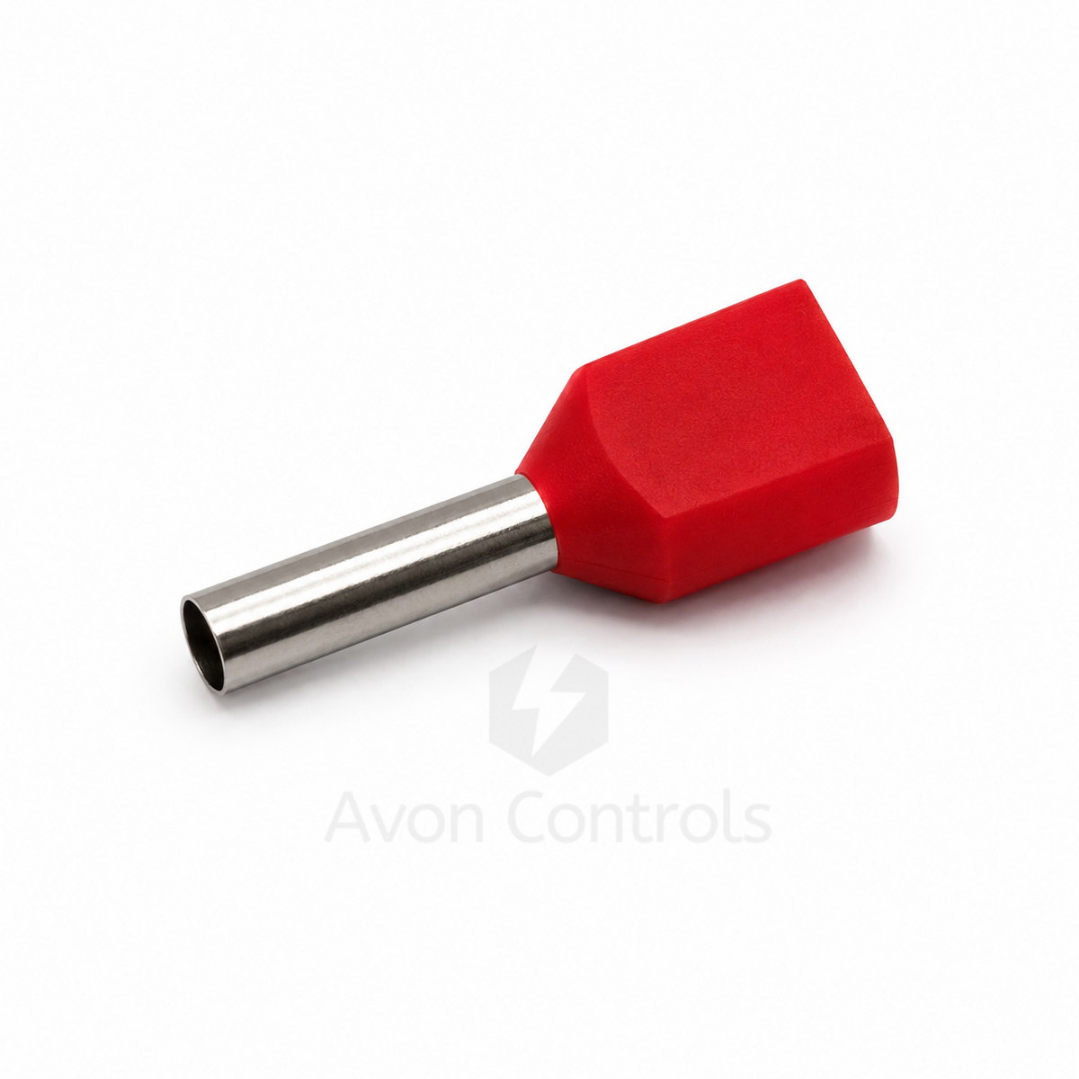 1.0mm Twin Entry Insulated Bootlace Ferrule - Red - Pack of 100