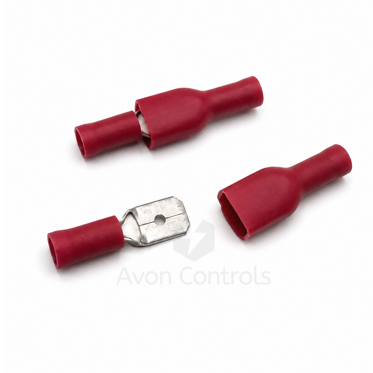 Fully Insulated Female Push On - Red - 0.5-1.5mm Cable - 4.8mm - Pack of 100