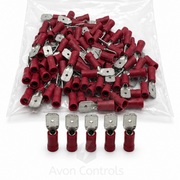 Male Insulated Push-On - Red - 0.5-1.5mm Cable - 6.3mm
