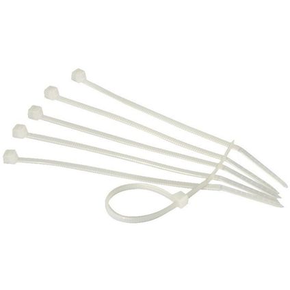 150 x 7.6mm Standard Natural Cable Ties - Pack of 100