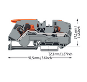 WAGO - 2116-5201 - 16mm Grey Din Terminal - Push Fit/ Lever Connect - Price per 1