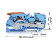 WAGO - 2116-5204 - 16mm Blue Din Terminal - Push Fit/ Lever Connect - Price per 1